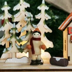 Village Lumineux De Noel - Calendrier De L'Avent En Bois - "Rêve Hivernal" -cadeaux boutique calendrier de lavent bois scene interieure zoom5