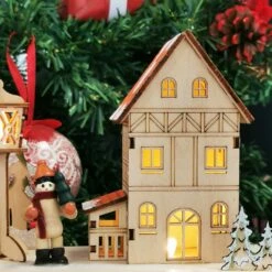 Village Lumineux De Noel - Calendrier De L'Avent En Bois - "Rêve Hivernal" -cadeaux boutique calendrier de lavent bois scene interieure zoom6