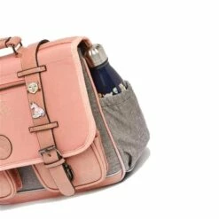 Cartable 38 Cm Vintage Rose Et Ses Pin's Personnalisable - Caméléon - CP CE1 CE2 -cadeaux boutique cartable cameleon 38 cm pink pins 980944