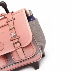 Cartable à Roulettes 38 Cm Vintage Rose Ses Pin's Personnalisables - Cameleon - CP, CE1, CE2 -cadeaux boutique cartable cameleon roulette 38 cm pink badge 980893