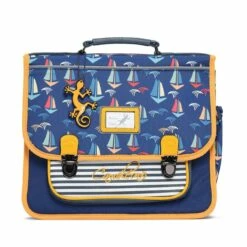 Cartable 35 Cm Rétro Bateau Bleu - Caméléon - Stripes Sailboat- Maternelle Et CP
