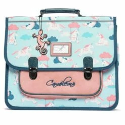 Cartable 38 Cm Rétro Turquoise Licorne - Caméléon - CP, CE1, CE2