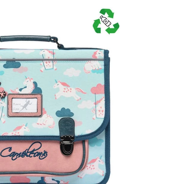 Cartable 35 Cm Rétro Turquoise Licorne - Caméléon - Maternelle Et CP 6 Cartable 35 Cm Rétro Turquoise Licorne - Caméléon - Maternelle Et CP – Image 4
