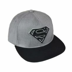 Superman - Casquette Noire Et Grise Brodée -cadeaux boutique casquette superman visiere plate