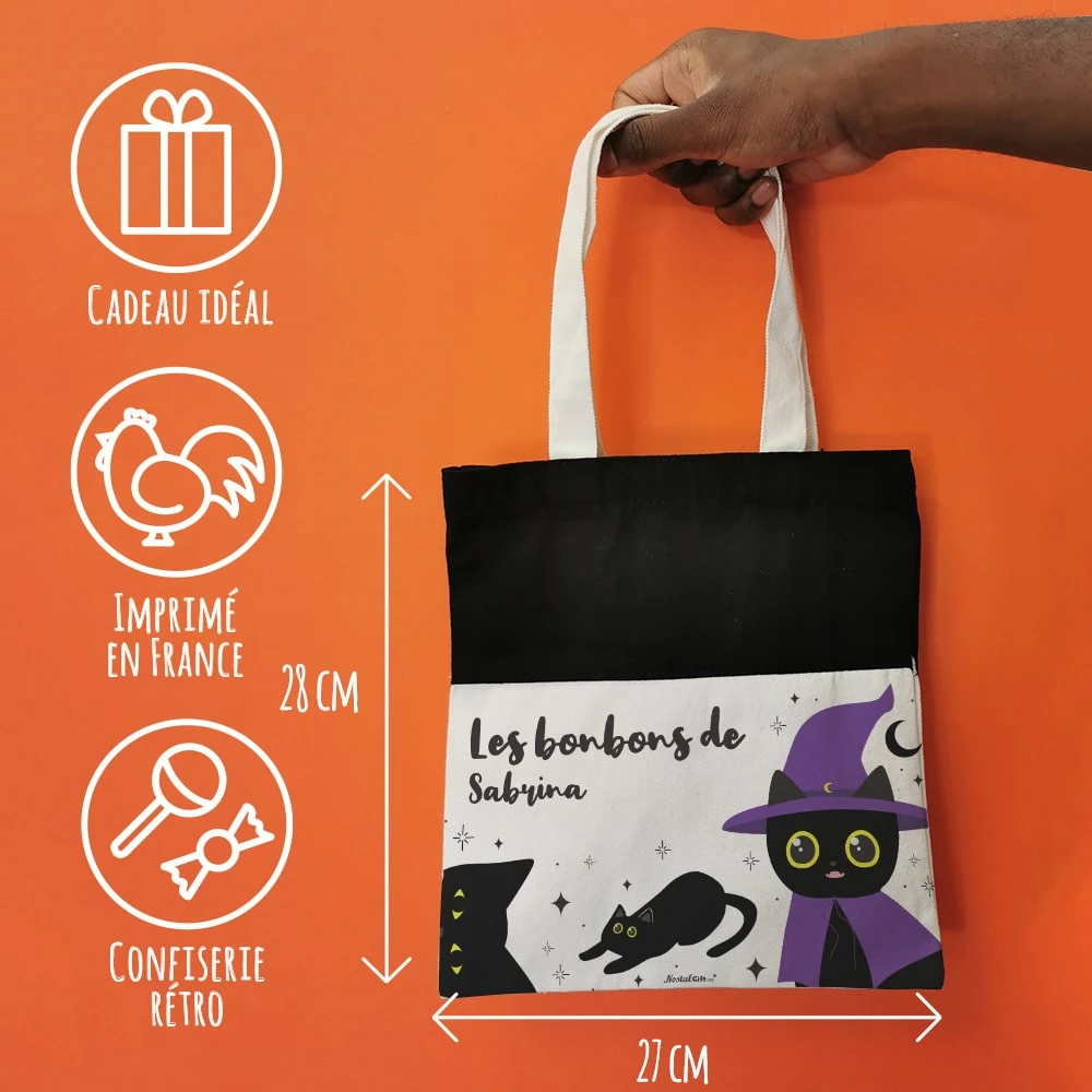Sac Chat Noir D'Halloween Personnalisé - "Les Bonbons De ..." Rempli De Bonbons 7 Sac Chat Noir D'Halloween Personnalisé - "Les Bonbons De ..." Rempli De Bonbons – Image 5