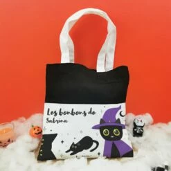 Sac Bonbon Chat Noir D'Halloween Personnalisé -" Les Bonbons De..."