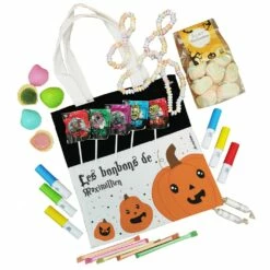 Sac Citrouille D'Halloween Personnalisé - "Les Bonbons De ..." Rempli De Bonbons -cadeaux boutique citrouilles sac halloween bonbons mini fond blanc