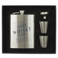 Coffret Cadeau Homme - Fiole à Whisky Avec 2 Shooter Et 1 Entonnoir -cadeaux boutique coffret fiole whisky