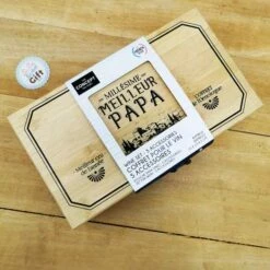 Coffret à Vin En Bambou Avec 5 Accessoires - "Meilleur Papa" -cadeaux boutique coffret vin ferme