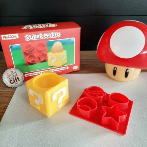 Super Mario - Kit Coquetier Question Block Avec Coupe-pain -cadeaux boutique coquetier mario