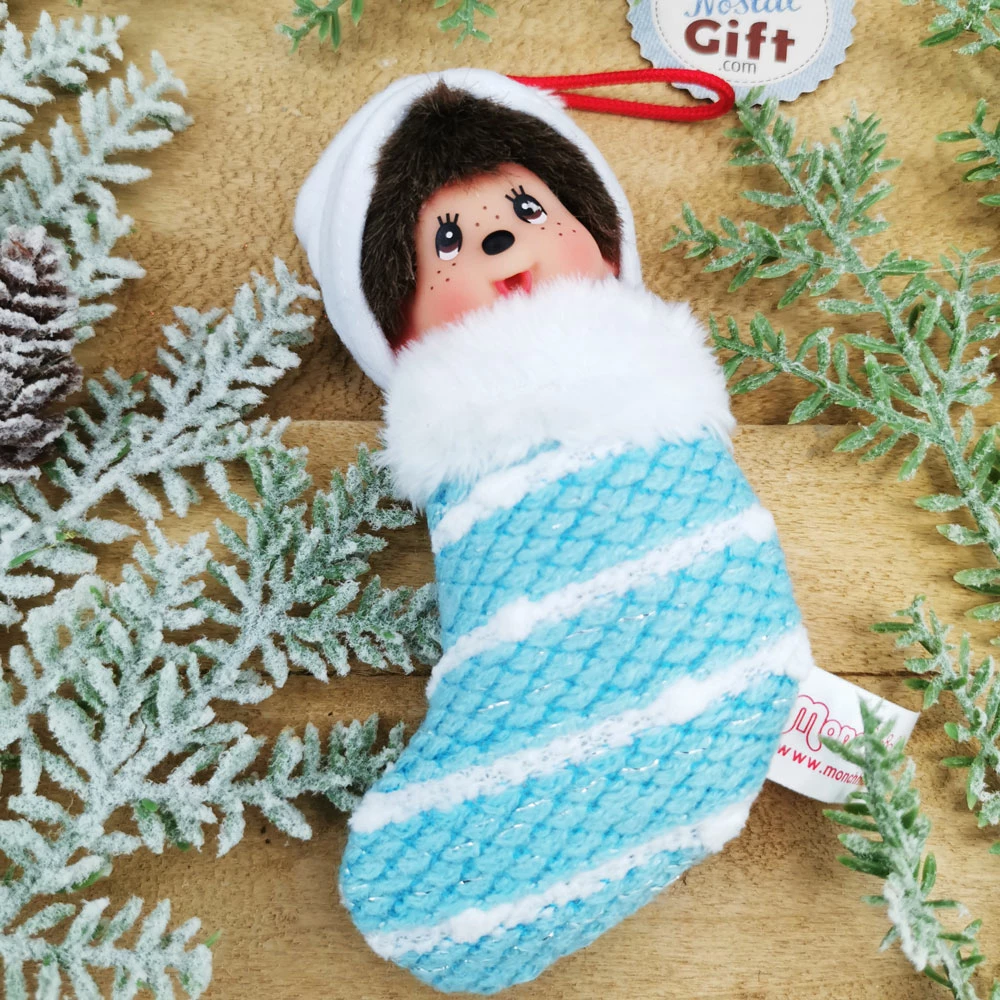 Décoration De Noël Monchhichi Kiki - Chaussette Bleue (12 Cm) 4 Décoration De Noël Monchhichi Kiki - Chaussette Bleue (12 Cm) – Image 2