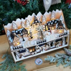 Village De Noel Lumineux En Bois - Lampe Rêve Hivernal - Décoration De Noel -cadeaux boutique decoration noel haut