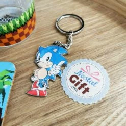 Sonic - Set 3 Pièces - Verre, Sous-verre Et Porte-clé -cadeaux boutique ensemble sonic porte cle