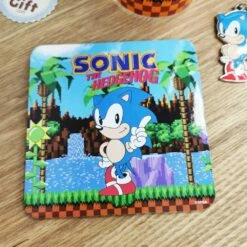 Sonic - Set 3 Pièces - Verre, Sous-verre Et Porte-clé -cadeaux boutique ensemble sonic sous verre