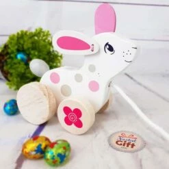 Animal En Bois à Tirer - Lapin Blanc Goki