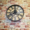 Grande Horloge Murale Vintage En Métal Et Bois - 50 Cm -cadeaux boutique horloge murale engrenages
