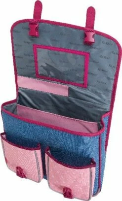 Cartable Fille Vintage 38 Cm Kickers Chiné Façon Jean's Et Rose - Oberthur -cadeaux boutique kickers girl oberthur ouvert