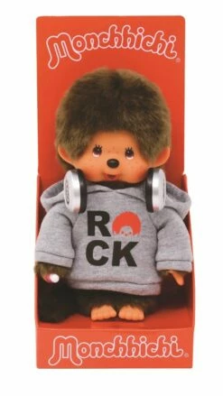 Peluche Monchhichi Kiki Rock (20 Cm) -cadeaux boutique kiki monchhichi sweat rock