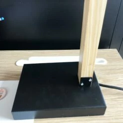 Lampe De Bureau Noir En Métal Et Bois (38 Cm) -cadeaux boutique lampe industriel pied