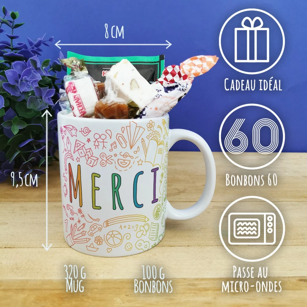 Mug "Merci" Bonbons Rétro 60 - Collection Arc-en-ciel 5 Mug "Merci" Bonbons Rétro 60 - Collection Arc-en-ciel – Image 3