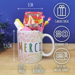 Mug "Merci" Bonbons Rétro 80 - Collection Arc-en-ciel 9 Mug "Merci" Bonbons Rétro 80 - Collection Arc-en-ciel -cadeaux boutique merci arc en ciel mug 80 informations