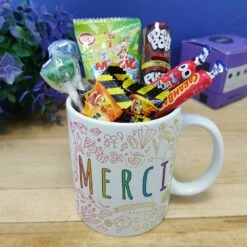 Mug "Merci" Bonbons Rétro 90 - Collection Arc-en-ciel -cadeaux boutique merci arc en ciel mug 90 haut
