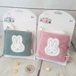 Livre De Naissance Coton - Miffy Rose -cadeaux boutique miffy nijntje livre tissu bebe textures gamme