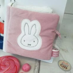 Livre De Naissance Coton - Miffy Rose -cadeaux boutique miffy nijntje livre tissu bebe textures rose 02