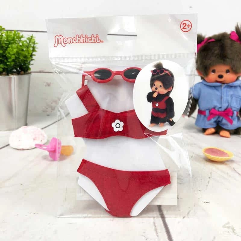 Vêtements Peluche Monchhichi Kiki - Bikini Rouge Et Lunettes De Soleil 3 Vêtements Peluche Monchhichi Kiki - Bikini Rouge Et Lunettes De Soleil
