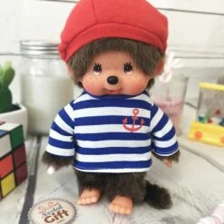 Peluche Monchhichi Kiki - Marin (20 Cm) -cadeaux boutique monchichi mariniere 1