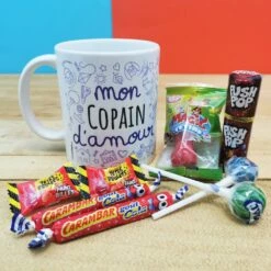 MUG "mon Copain D'amour " Bonbons Rétro 90 - Cadeau Copain -cadeaux boutique mug bonbons 90 copain