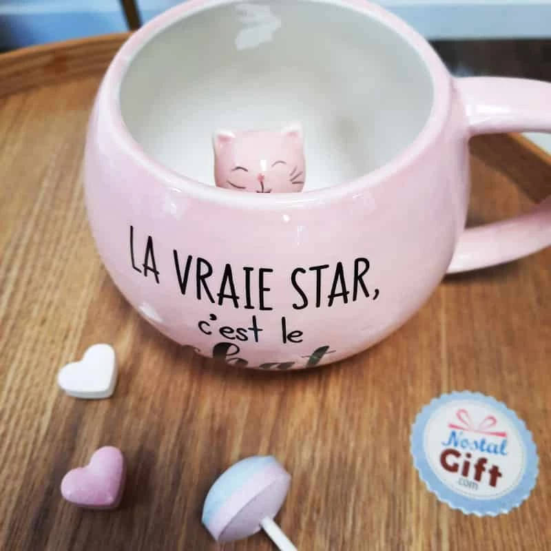 Mug 3D Chat Rose - La Vraie Star C'est Le Chat 5 Mug 3D Chat Rose - La Vraie Star C'est Le Chat – Image 3