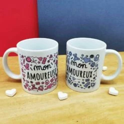 Mug Duo "Mon Amoureux(se)" -cadeaux boutique mug duo amoureux se pose