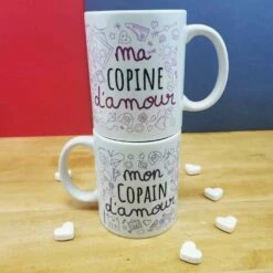 Mug Duo "Ma Copine Et Mon Copain D'amour" -cadeaux boutique mug duo copain copine superpose