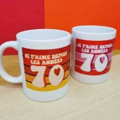 Mug Duo "Je T'aime Depuis Les Années 70" -cadeaux boutique mug duo je taime 70 cote