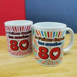 Mug Duo "Je T'aime Depuis Les Années 80" -cadeaux boutique mug duo je taime 80 pose