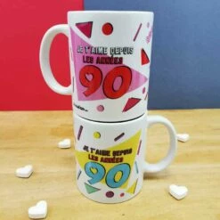 Mug Duo "Je T'aime Depuis Les Années 90" -cadeaux boutique mug duo je taime 90 pose
