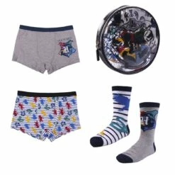 Harry Potter - Pack Sous-vêtements : 2 Boxers Et 2 Paires De Chaussettes -cadeaux boutique pack boxer chaussette noir 8