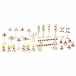 Assortiment De Panneaux De Signalisation En Bois Pour Train Et Petites Voitures -cadeaux boutique panneaux signalisation bois