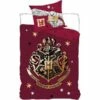 Harry Potter - Parure / Housse De Lit Bordeaux En Coton 1 à 2 Personnes (140 X 200 Cm) -cadeaux boutique parrure lit coton harry potter hogwarts bordeaux 1