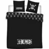 One Piece - Housse De Couette 240 X 220 Noire Et Taie D'oreiller - -cadeaux boutique parure housse de couette one piece 240 x 220 cm
