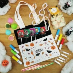 Sac Fantômes Et Citrouilles D'Halloween Personnalisé Rempli De Bonbons -cadeaux boutique pattern halloween sac halloween bonbons mini haut 1