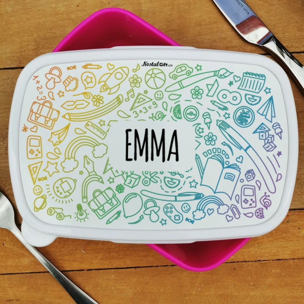 Boîte à Goûter & Gourde Enfant Personnalisées- Arc En Ciel:fille Ou Garçon 7 Boîte à Goûter & Gourde Enfant Personnalisées- Arc En Ciel:fille Ou Garçon – Image 5