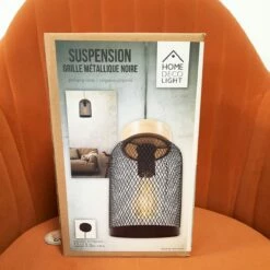 Abat-jour - Grille Métallique Noire -cadeaux boutique plafonnier style industriel face