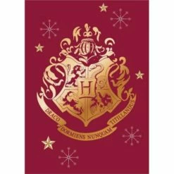 Harry Potter - Plaid Polaire Bordeaux - Blason Poudlard (100 X 140 Cm)