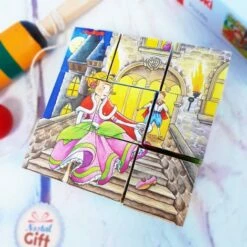 Boîte Puzzle De Cubes- Contes (9 Pièces ) -cadeaux boutique puzzle bois cubes multifaces goki contes enfant bebe 02
