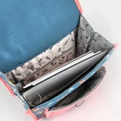 Sac à Dos/cartable Fille 30 Cm Rétro Rose Et Bleu - Cameleon - Green Windmill - Maternelle -cadeaux boutique sac a dos moulin 30 cm ouvert