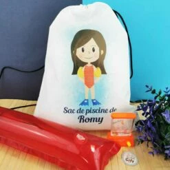 Sac à Dos De Piscine Et Natation Personnalisé Avec Cordon - Fille Et Garçon -cadeaux boutique sac piscine brune 1