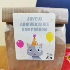 Sachet Bonbon Des Années 90personnalisé - "Anniversaire"- Chat -cadeaux boutique sachet 90 joyeux anniversaire chat perso zoom