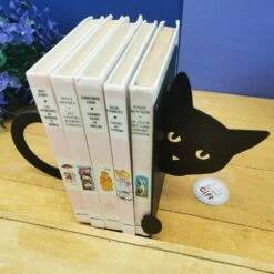 Serre-livre Chat En Métal -cadeaux boutique serre livre chat noir haut2